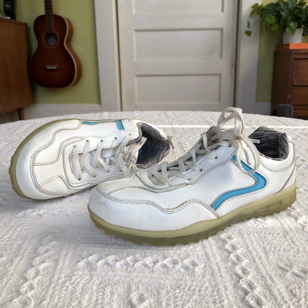 Thestron Leather Golf Sneakers White Blue Gum Sole Women's EU 36 / US 5½ Y2K
